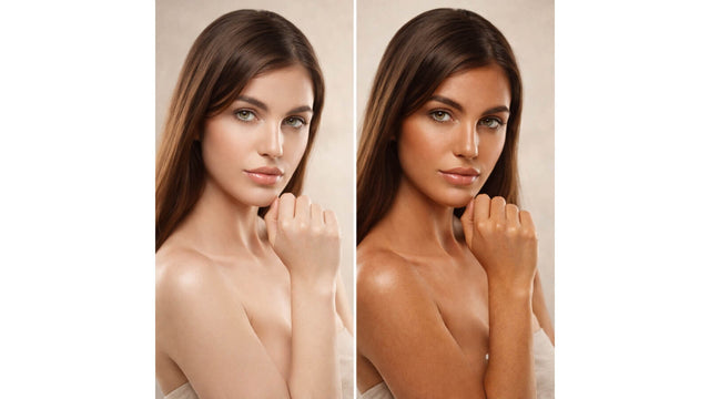 before and after self tanning showing natural golden glow